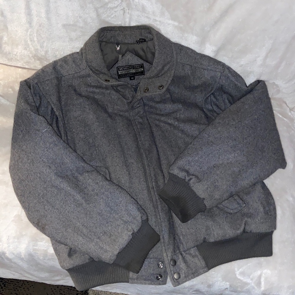 Grey members only winter pea coat